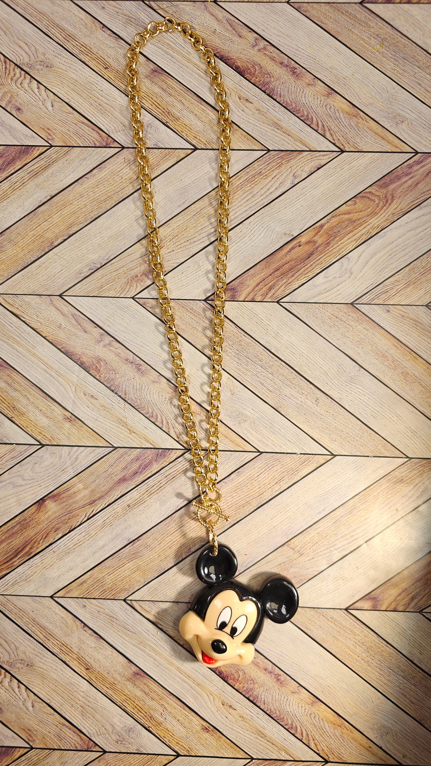 Magical Mouse Charm Necklace - Gold