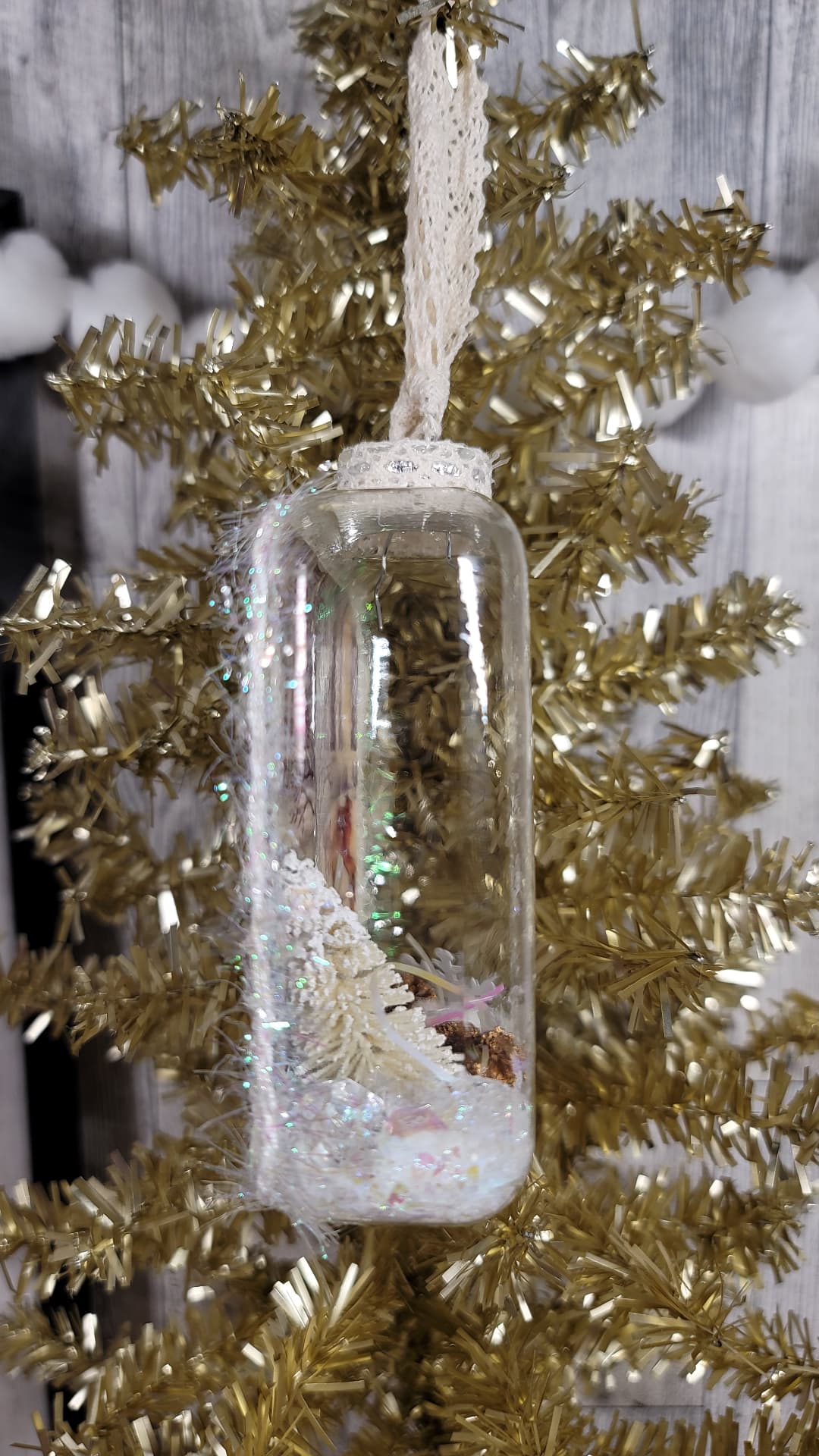 Vintage Inspired Winter Wonderland Deer Crossing - Glass Ornament