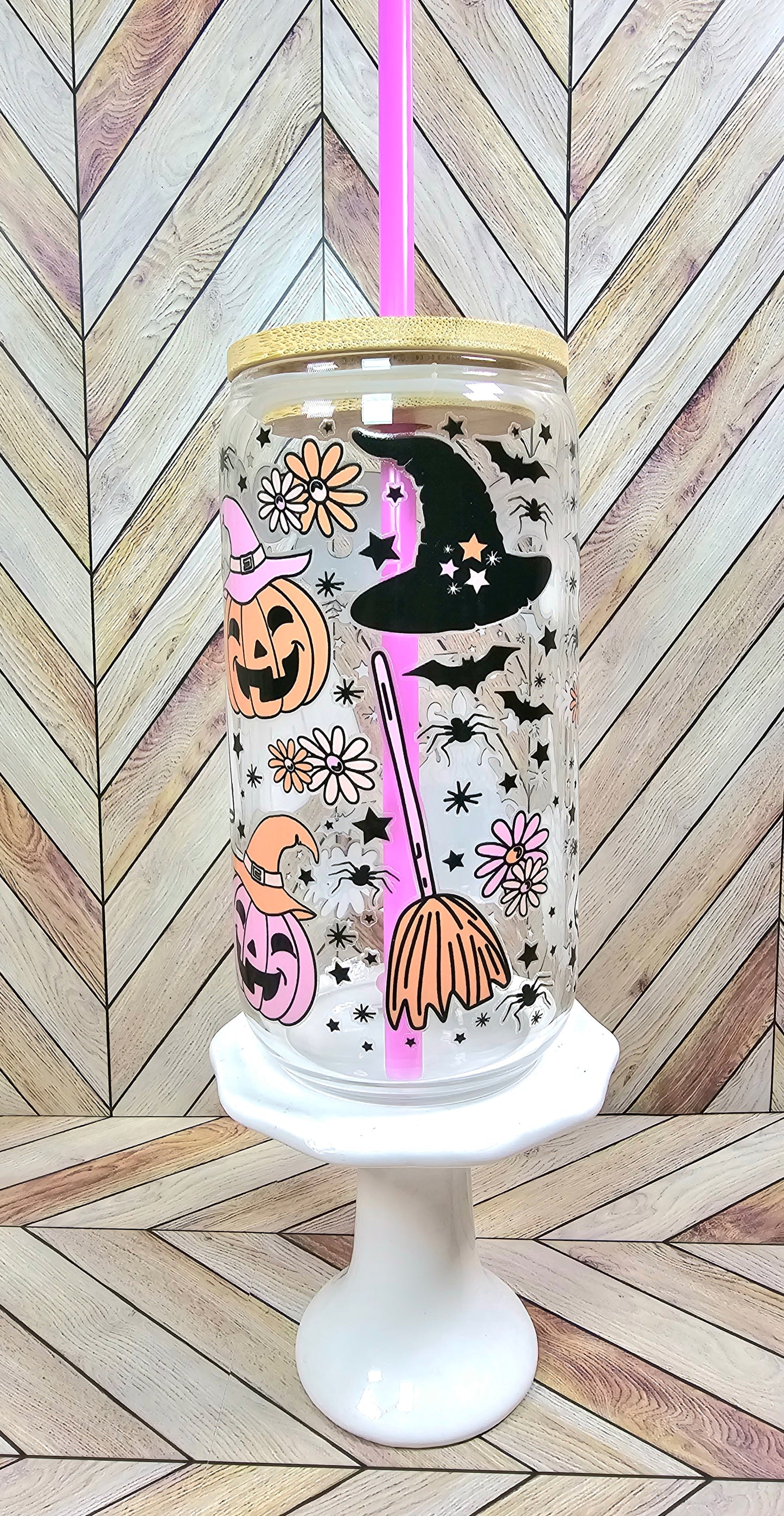 Hippie Ghost Girlie Glass Can Cup