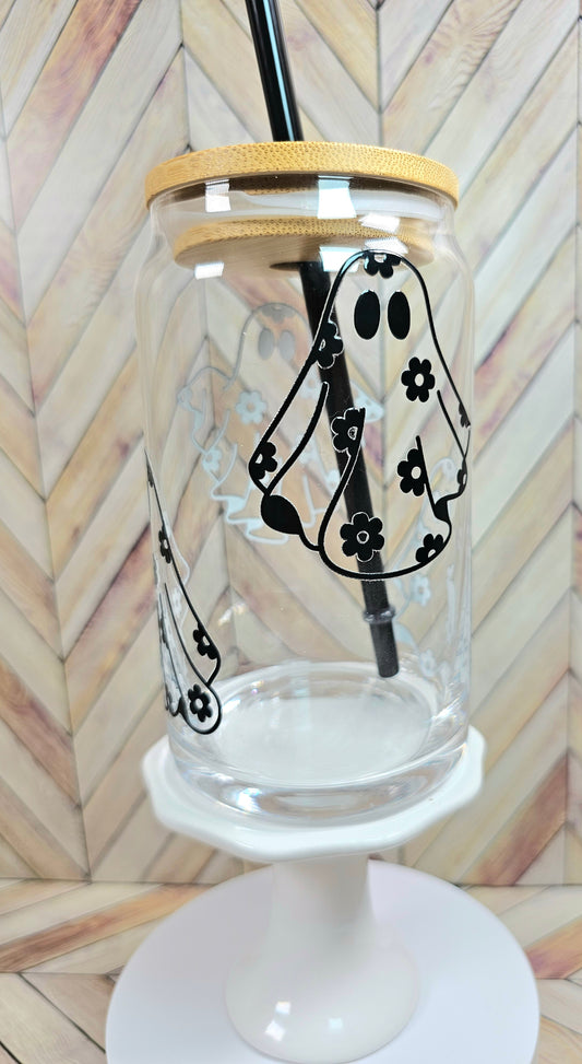 Boho Ghost Glass Can Cup