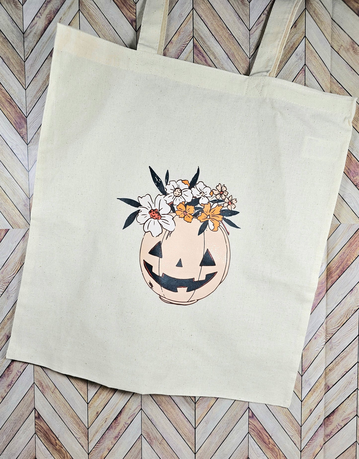 Floral Pumpkin Tote