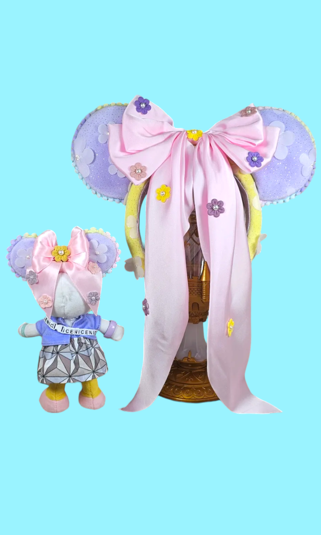 Full size & Mini Punzie Ears with Back Bow Set