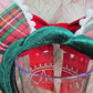 Magical Mouse Christmas Plaid Ears with Short Red Back Bow