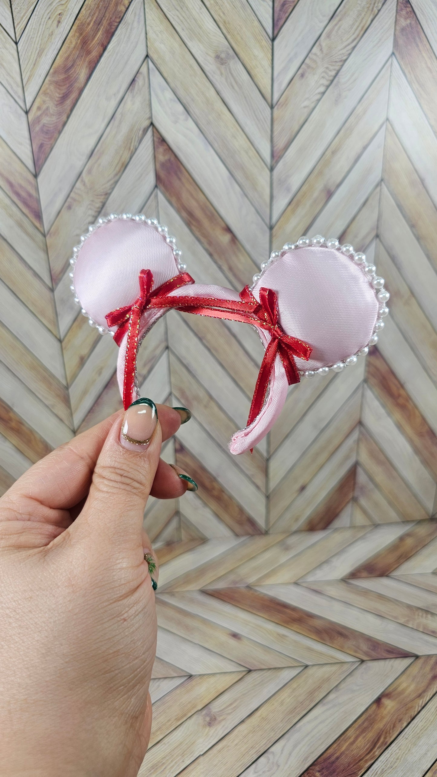 Mini Magical Mouse Pink Ears with Red Bows