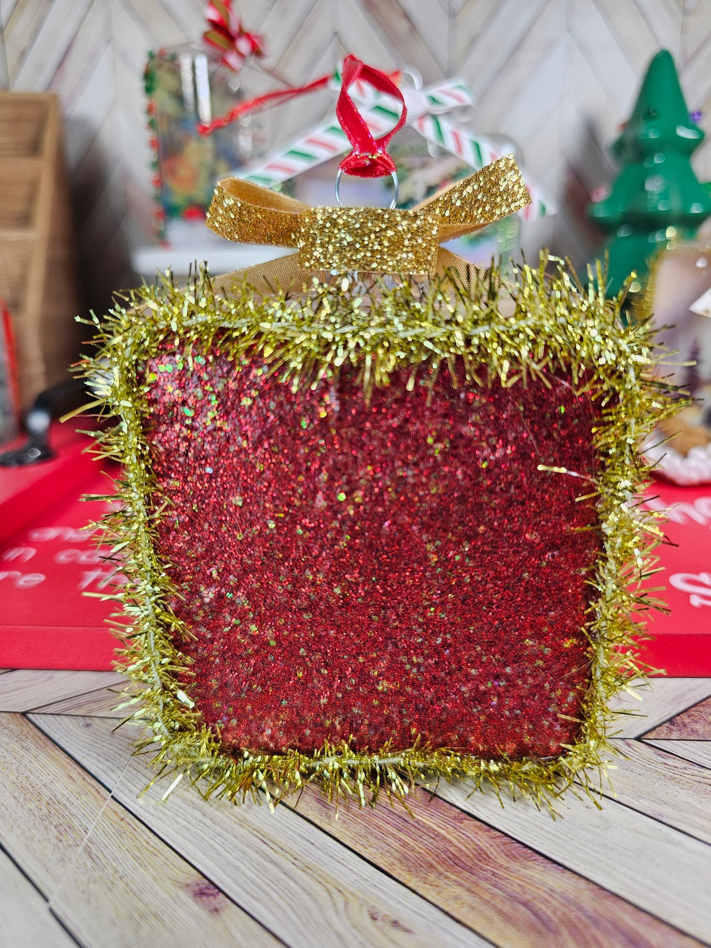 Vintage Inspired Christmas Mushroom Basket- Glass Ornament