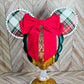 Magical Mouse Christmas Plaid Ears with Short Red Back Bow