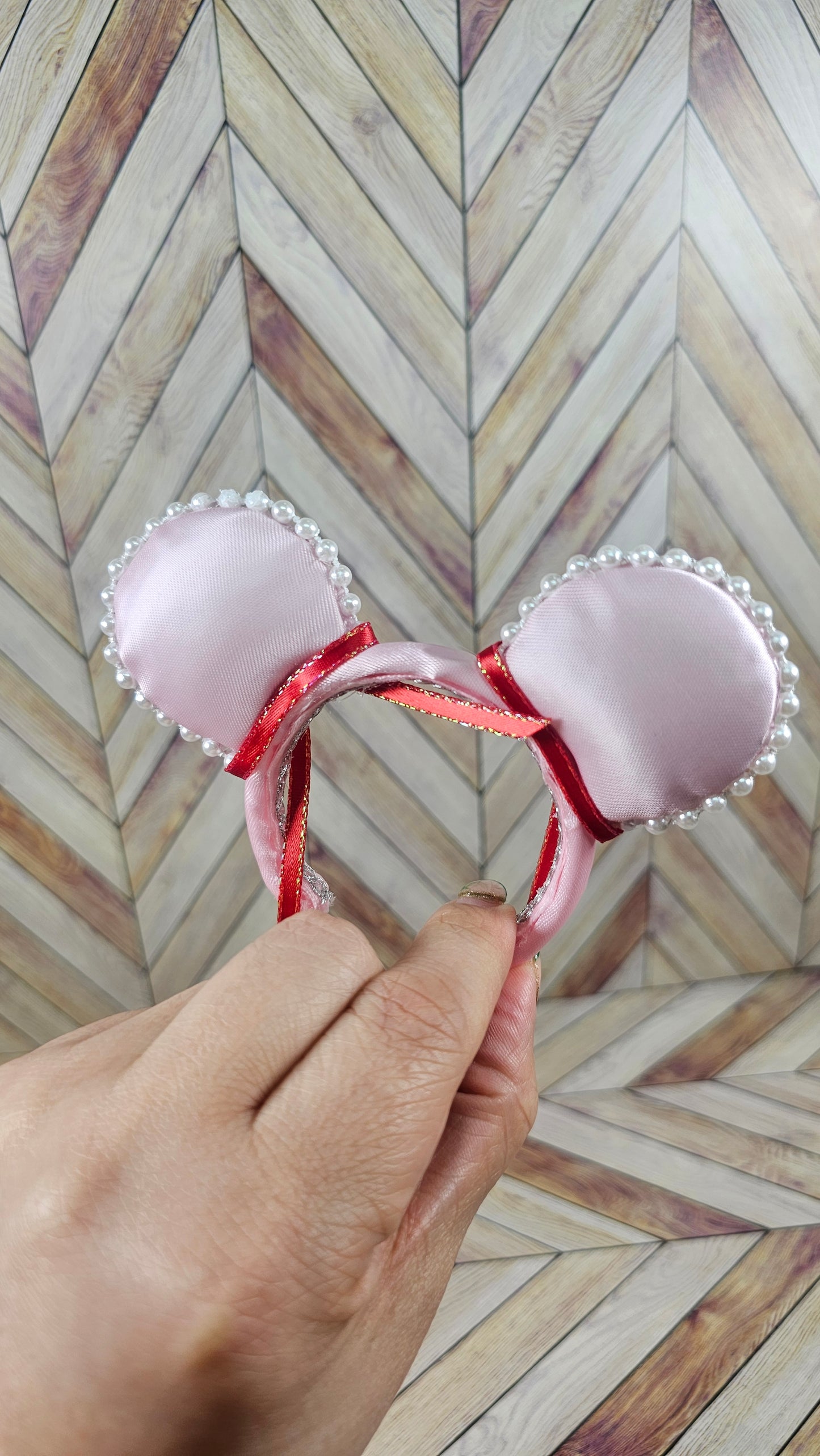 Mini Magical Mouse Pink Ears with Red Bows