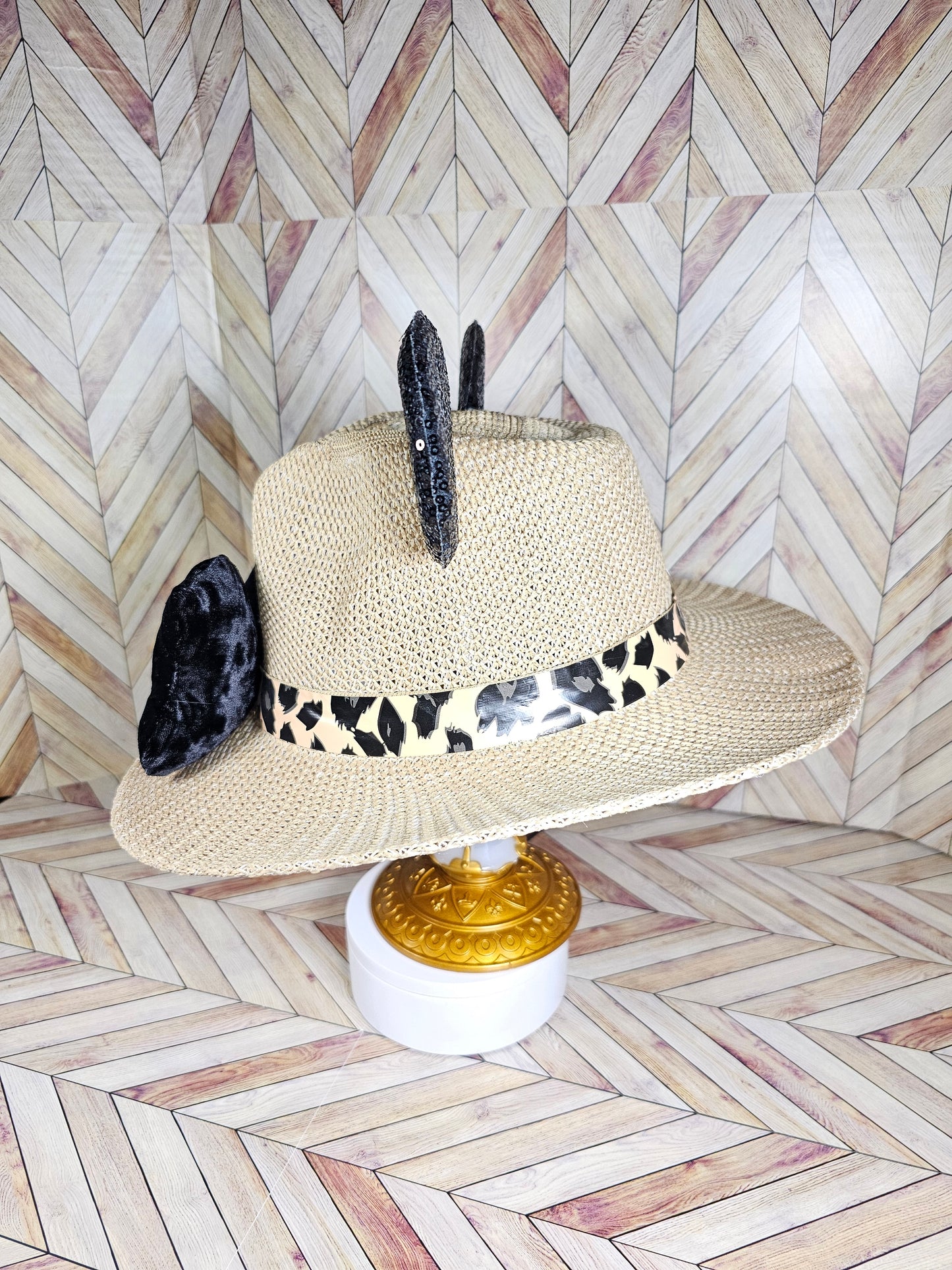 Leopard band Magical Mouse Sun Hat with Bow