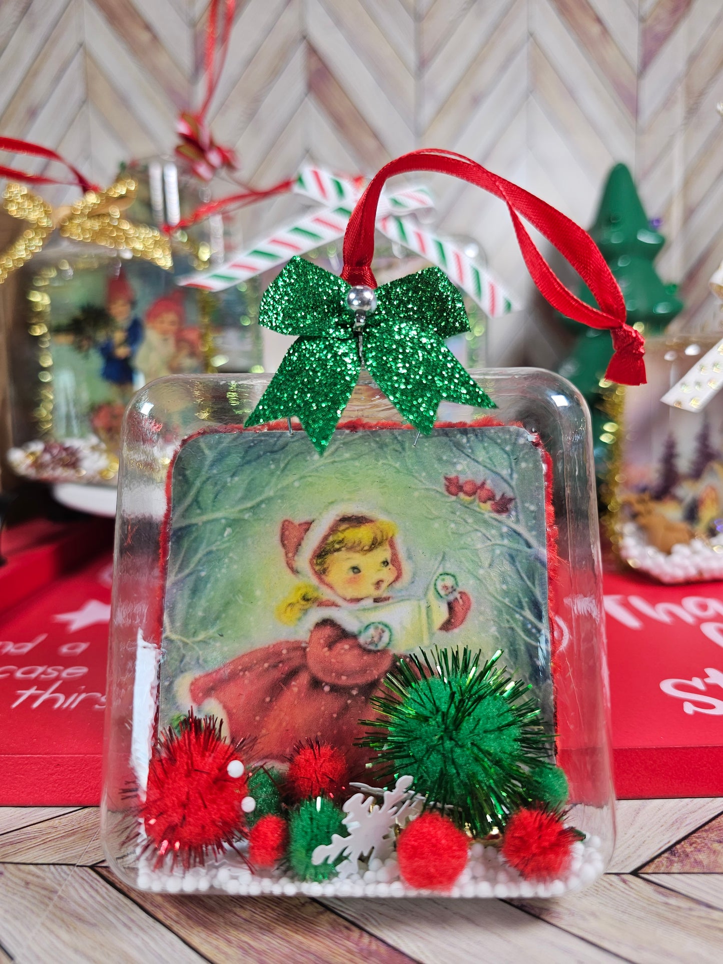 Vintage Inspired Merry Caroler- Glass Ornament