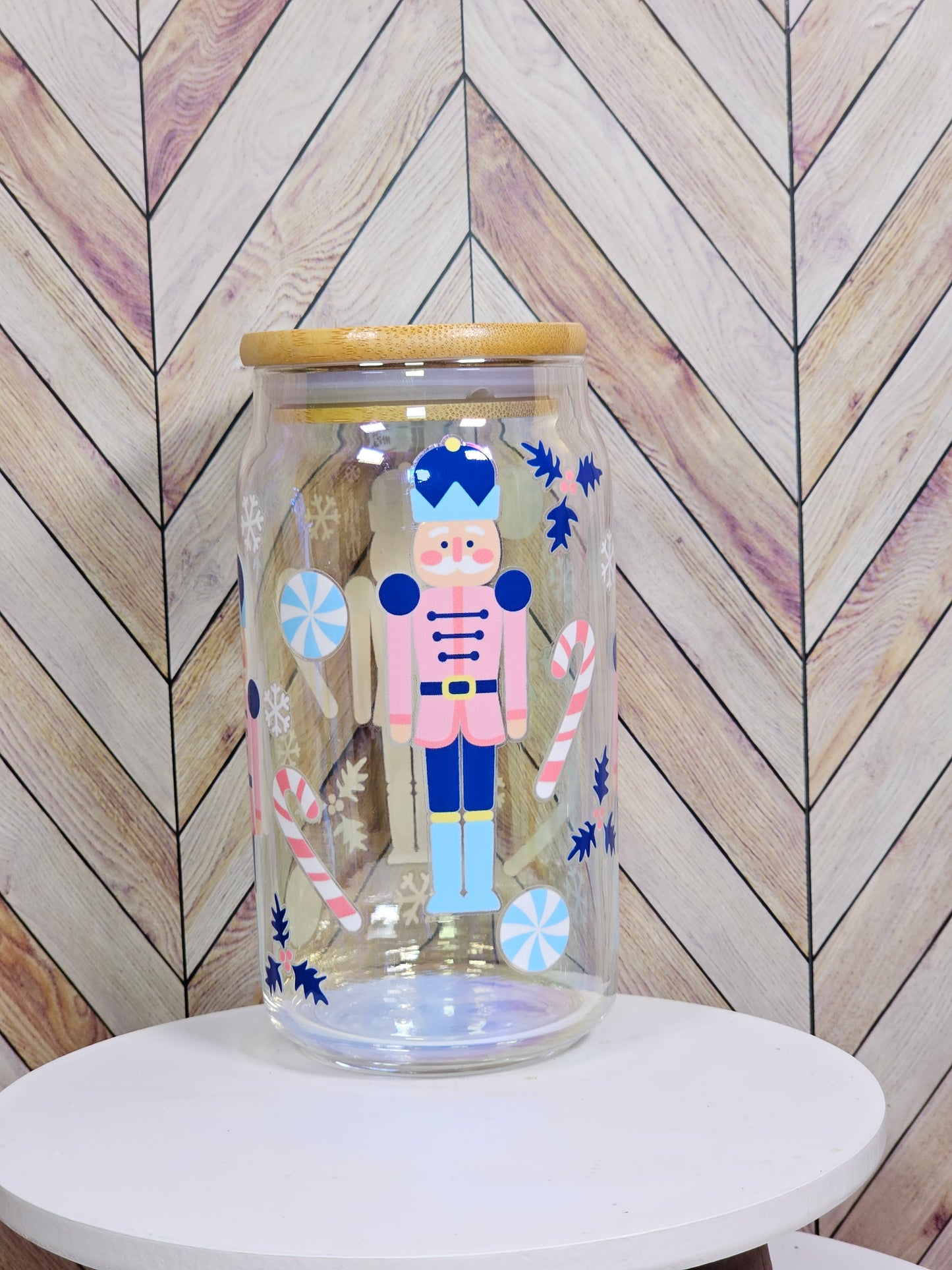 Pinkmas Nutcracker Glass Can