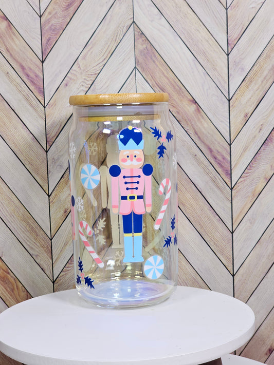 Pinkmas Nutcracker Glass Can