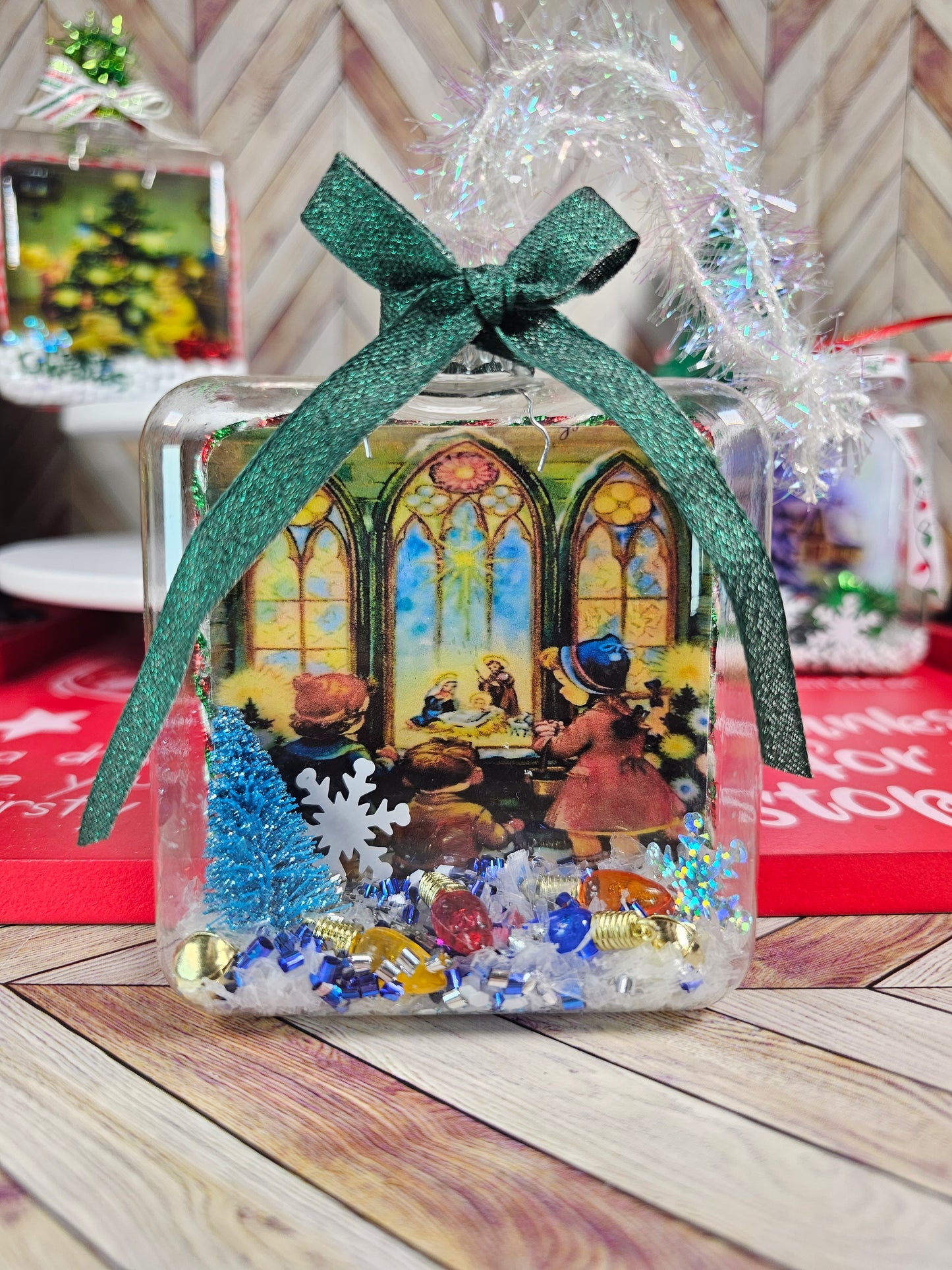 Vintage Inspired Nativity Scene - Glass Ornament