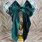 Magical Mouse Christmas Plaid Ears with Long Green Back Bow