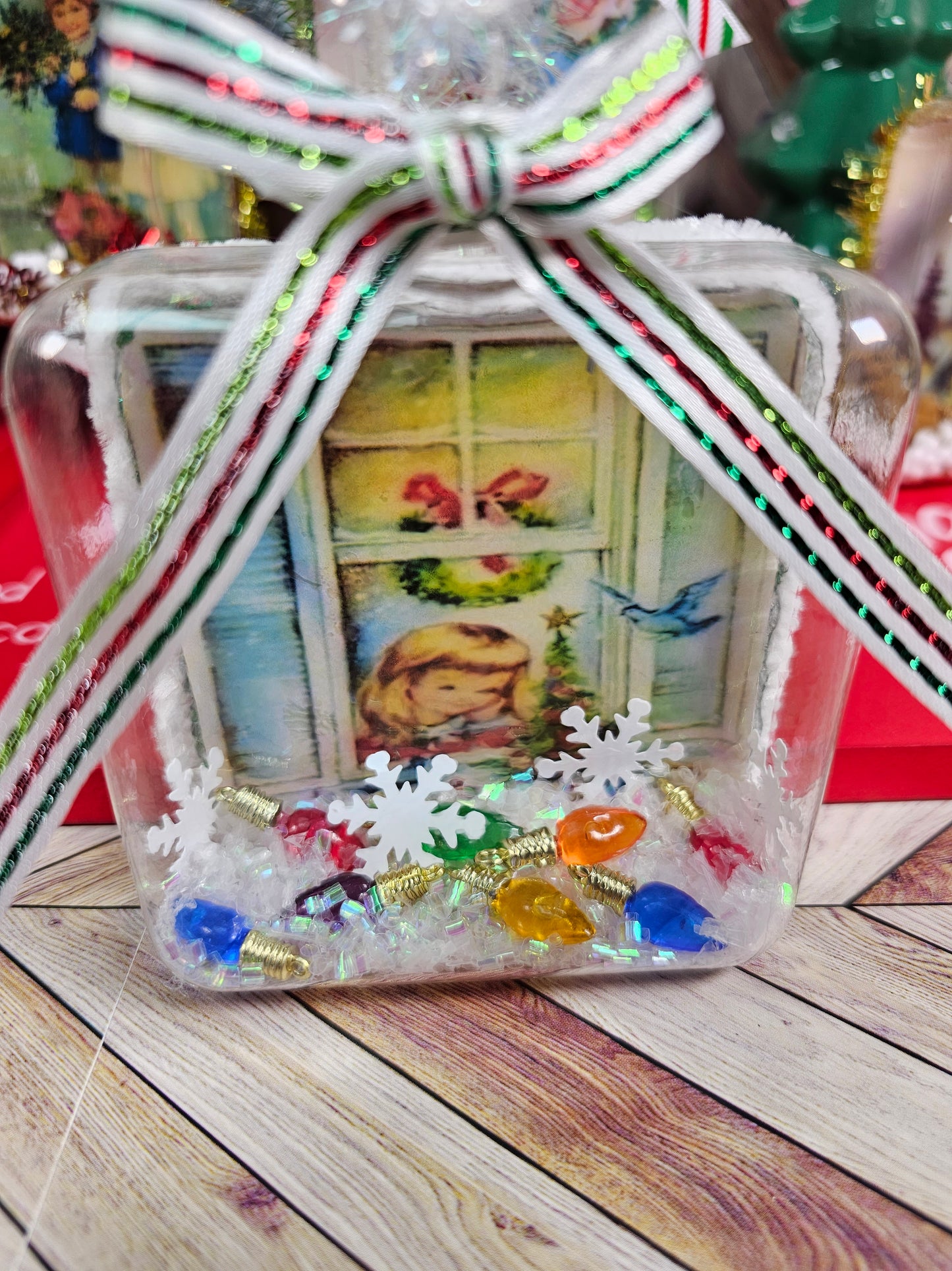 Vintage Inspired Waiting for Christmas- Glass Ornament