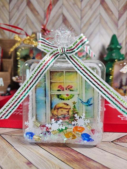 Vintage Inspired Waiting for Christmas- Glass Ornament