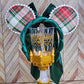 Magical Mouse Christmas Plaid Ears with Long Green Back Bow