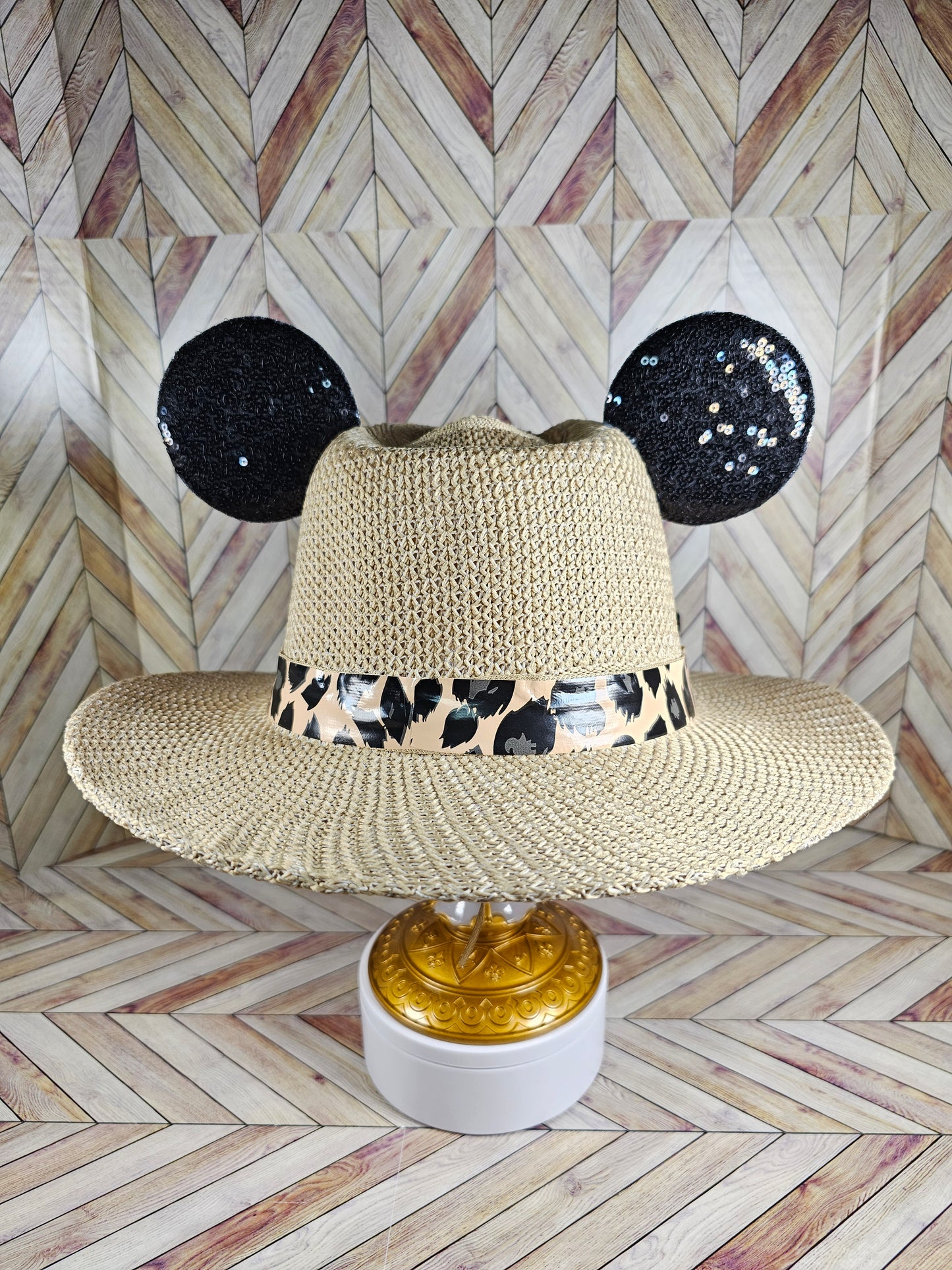 Leopard band Magical Mouse Sun Hat with Bow