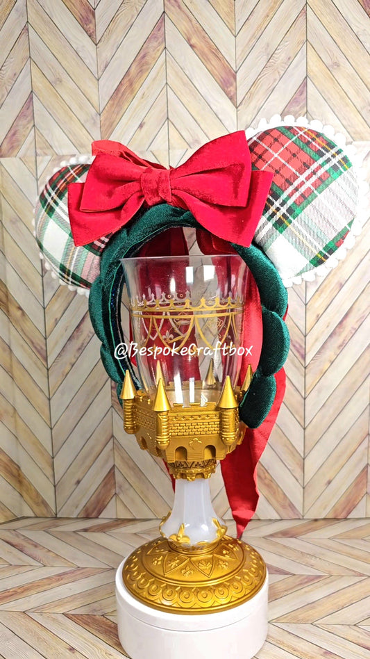 Magical Mouse Christmas Plaid Ears with Double Bow