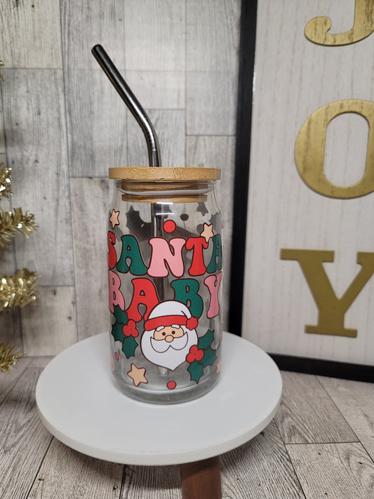 Santa Baby Glass Can